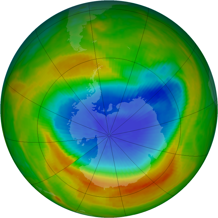 Antarctic ozone map for 29 October 1983